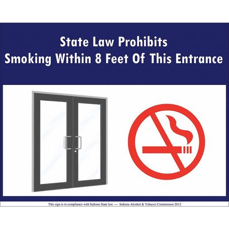 ZING No Smoking Window Decal, Indiana, 5 in Height, 7 in Width, Plastic, Rectangle, English 1852D