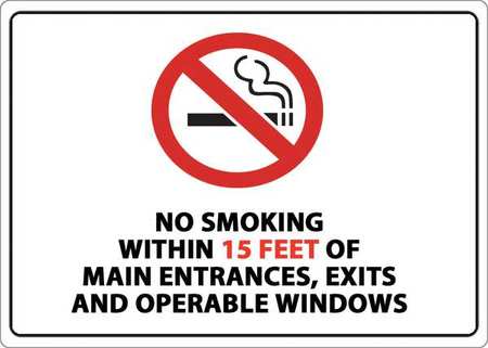 ZING No Smoking Window Decal, 5 in H, 7 in W, Plastic, Rectangle, English, 1873D 1873D