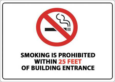Zing No Smoking Sign, 7" Height, 10" Width, Aluminum, Rectangle, English 1870A