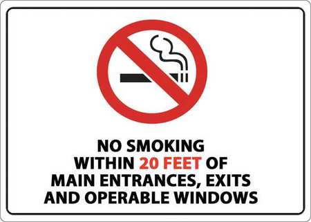 ZING No Smoking Sign, 10" H, 14 in W, Rectangle, English, 2872A 2872A