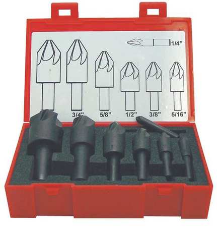 KEO 110 deg 6 Flute 7 piece Countersink Set HSS 55098