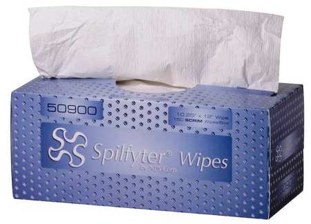 Spilfyter Disposable Wipes, White, Box, Scrim, 150 Wipes, 12 in x 10 1/4 in, 6 PK 50900