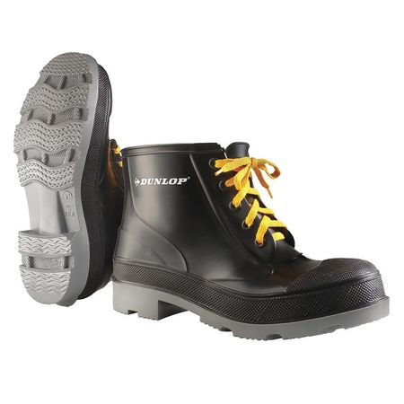 Dunlop Knee Boots, Size 10, 6" H, Black, Plain, PR 8610300
