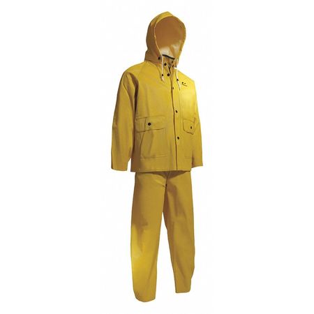 Onguard 3-Piece Rainsuit, 2XL, Yellow, Ribbed PVC 7601700