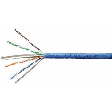 POWER FIRST Cable, Riser, Cat 6, 23AWG, Blue 33VP09