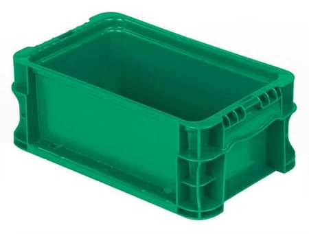 Orbis Straight Wall Container, Green, Plastic, 12 in L, 7 2/5 in W, 5 in H, 0.13 cu ft Volume Capacity NSO1207-5