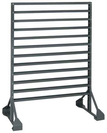 QUANTUM STORAGE SYSTEMS Steel Bin Rail Floor Rack, 36 in W x 20 in D x 54 in H, Gray QRU-12D