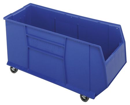 QUANTUM STORAGE SYSTEMS 300 lb Mobile Storage Bin, Polypropylene, 16 1/2 in W, 17 1/2 in H, Blue, 41 7/8 in L QRB176MOBBL