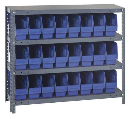 QUANTUM STORAGE SYSTEMS Steel Bin Shelving, 36 in W x 39 in H x 12 in D, 4 Shelves, Blue 1239-SB801BL