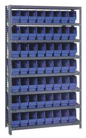 QUANTUM STORAGE SYSTEMS Steel Bin Shelving, 36 in W x 75 in H x 12 in D, 8 Shelves, Blue 1275-SB801BL