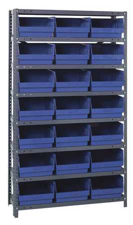 QUANTUM STORAGE SYSTEMS Steel Bin Shelving, 36 in W x 75 in H x 12 in D, 8 Shelves, Blue 1275-SB809BL