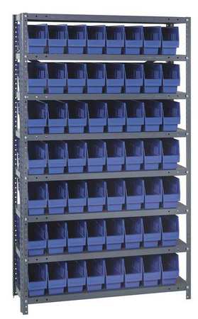 QUANTUM STORAGE SYSTEMS Steel Bin Shelving, 36 in W x 75 in H x 18 in D, 8 Shelves, Blue 1875-SB803BL