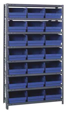 QUANTUM STORAGE SYSTEMS Steel Bin Shelving, 36 in W x 75 in H x 18 in D, 8 Shelves, Blue 1875-SB810BL