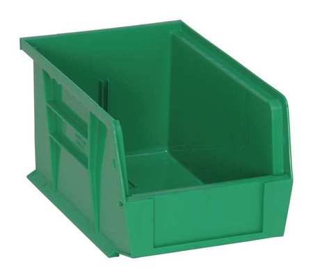 QUANTUM STORAGE SYSTEMS 50 lb Hang & Stack Storage Bin, Polypropylene, 6 in W, 5 in H, 9 1/4 in L, Green QUS221GN