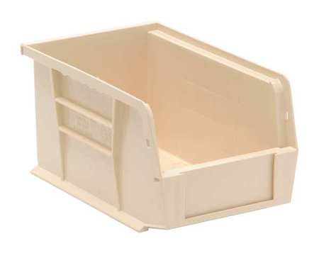 Quantum Storage Systems 50 lb Hang & Stack Storage Bin, Polypropylene, 6 in W, 5 in H, Ivory, 9 1/4 in L QUS221IV