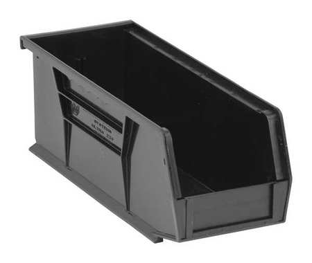 Quantum Storage Systems 30 lb Hang & Stack Storage Bin, Polypropylene, 4 1/8 in W, 4 in H, Black, 10 7/8 in L QUS224BK