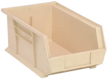 Quantum Storage Systems 75 lb Hang & Stack Storage Bin, Polypropylene, 8 1/4 in W, 6 in H, 13 5/8 in L, Ivory QUS241IV