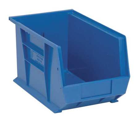 QUANTUM STORAGE SYSTEMS 75 lb Hang & Stack Storage Bin, Polypropylene, 8 1/4 in W, 8 in H, 13 5/8 in L, Blue QUS242BL