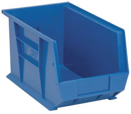 Quantum Storage Systems 75 lb Hang & Stack Storage Bin, Polypropylene, 8 1/4 in W, 8 in H, 13 5/8 in L, Blue QUS242BL