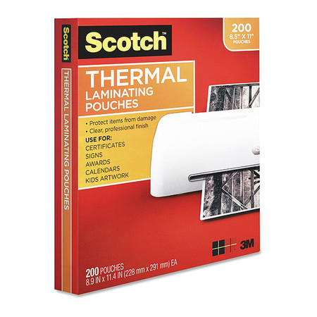 SCOTCH Pouch, Therml, 3Mil, 200, Clr TP3854200