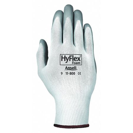 ANSELL Nitrile Coated Gloves, Palm Coverage, White, L, PR 118009