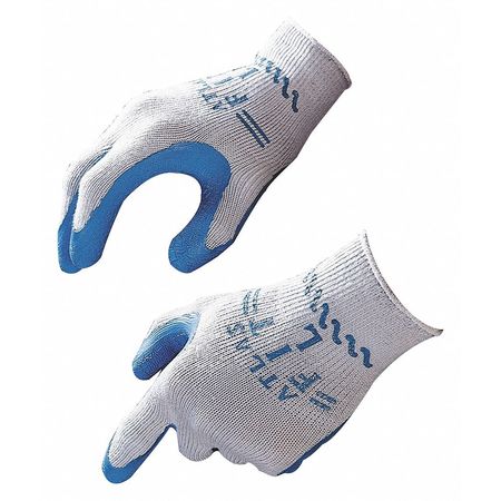 SHOWA Natural Rubber Latex Coated Gloves, Palm Coverage, Blue/Gray, L, 12PK 30009BX