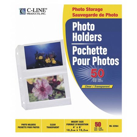 C-LINE PRODUCTS Holder, Photo, 4"x6", PK50 52564