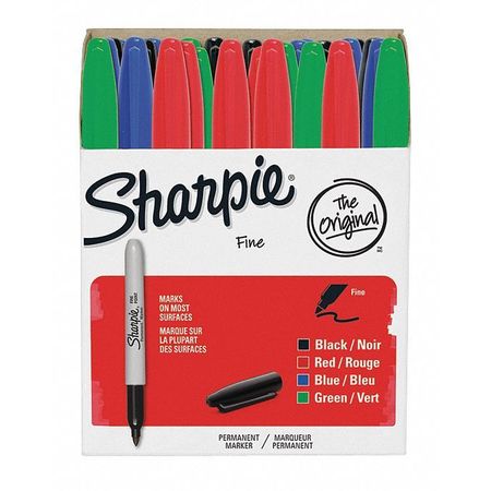 SHARPIE Black, Blue, Green, Red Pen-style Permanent Marker, 36 PK 1921559