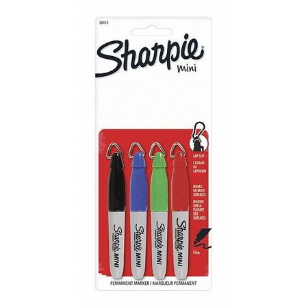 SHARPIE Black, Blue, Green, Red Mini Markers, 4 PK 35113PP
