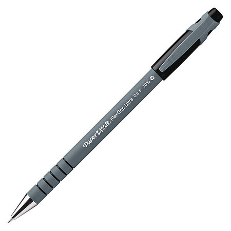 PAPER MATE Pen, Flexgrip Ultra, Fine, Bk, PK12 9680131