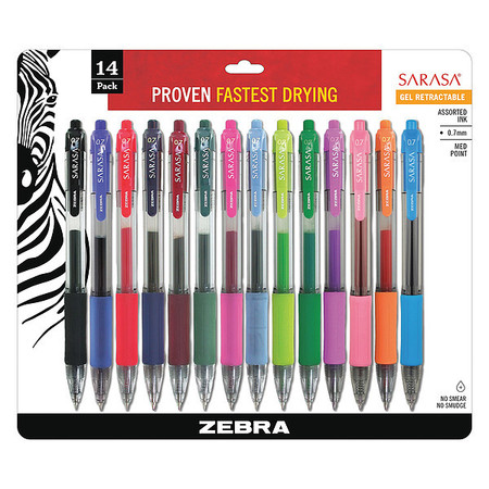 ZEBRA PEN Pen, Gel, Sarasa, Rt, 0.7 46824