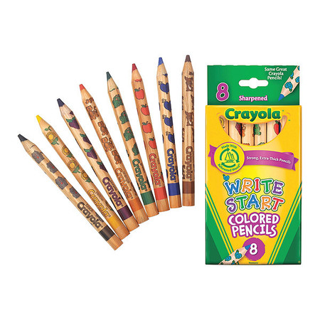 CRAYOLA Pencil, Color, Writestart, PK8 684108
