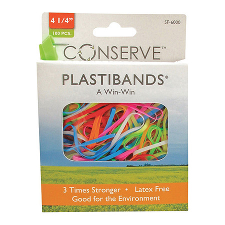 CONSERVE Plastibands, 4.25", Ast, PK100 SF6000