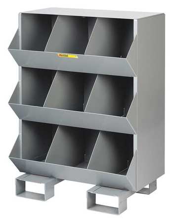 LITTLE GIANT Steel Sectional Stacking Bin, 20 in D x 42 in H x 32 in W, 4 Shelves, Gray MS3-1532-FP