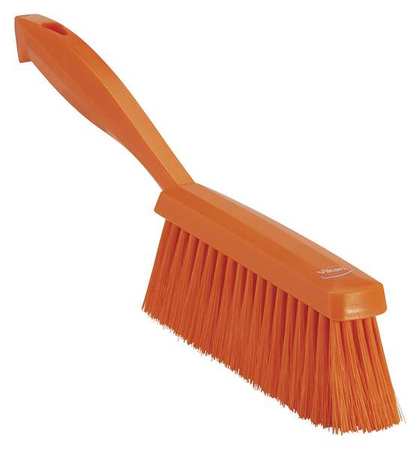 VIKAN 1 19/32 in W Bench Brush, Soft, 6 3/4 in L Handle, 7 in L Brush, Orange, Plastic, 13 in L Overall 45877