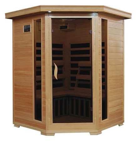 RADIANT Sauna, Corner, 3 ppl, Carbon Heater, Hemlock BSA2412