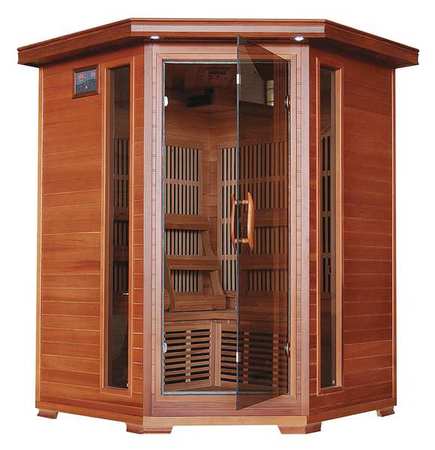 Radiant Sauna, Corner, 3 ppl, Carbon Heater, Cedar BSA1312