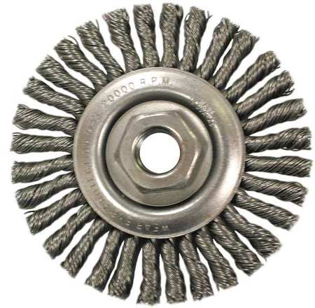 Weiler 4" Knot Wire Wheel Stringer Bead Twist .020" Steel 5/8"-11 UNC Nut 36218