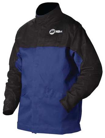 MILLER ELECTRIC Combo Weld Jkt, Royal/Blk, Ctn/Leather, 2XL 231084