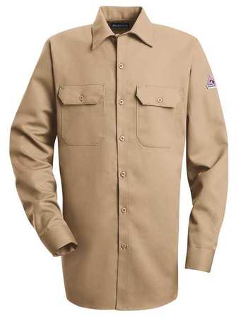 VF IMAGEWEAR Flame Resistant Collared Shirt, Khaki, ExcelFR(R), 88%, LT SLW2KH LN L