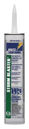 WHITE LIGHTNING Construction Sealant, 10 oz, Cartridge, Clear, Hybrid Base W41401010