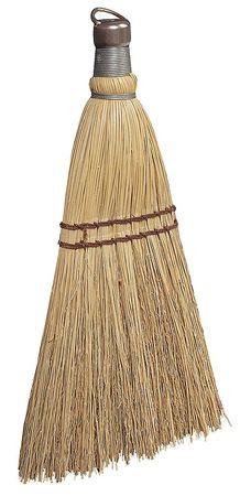 Tough Guy 7 1/2 in Sweep Face Broom, Soft/Stiff Combination, Natural, Tan, 10 in L Handle 34F931