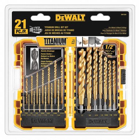 Dewalt 21 Pc Pilot Point(R) Titanium Drill Bit Set DW1361