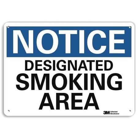 LYLE Smoking Area Sign, 7" H, 10" W, Vertical Rectangle, English, U5-1118-RA_10X7 U5-1118-RA_10X7