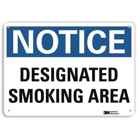 Lyle Smoking Area Sign, 7" H, 10" W, Vertical Rectangle, English, U5-1119-RA_10X7 U5-1119-RA_10X7