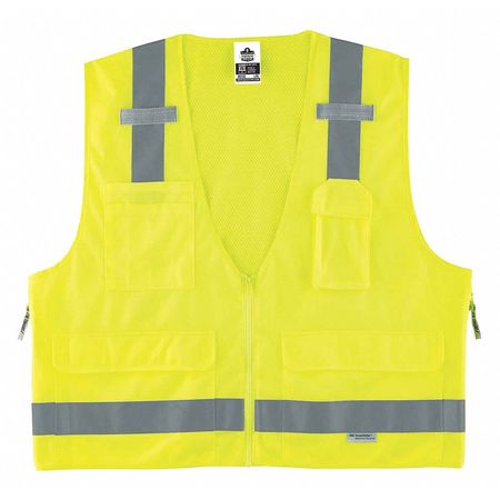 ERGODYNE S/M Class 2 Surveyors Vest, Lime 21423