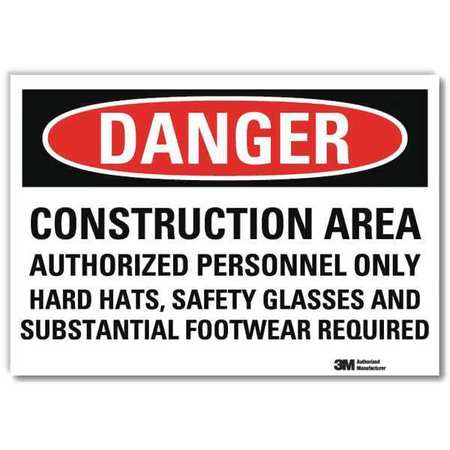 LYLE Danger Sign, 10 in H, 14 in W, Reflective Sheeting, Horizontal Rectangle, English, U3-1254-RD_14X10 U3-1254-RD_14X10