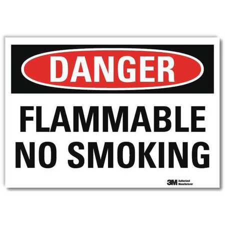Lyle Danger No Smoking Sign, 10" H, 14 in W, Reflective Sheeting, Horizontal Rectangle, U3-1505-RD_14X10 U3-1505-RD_14X10