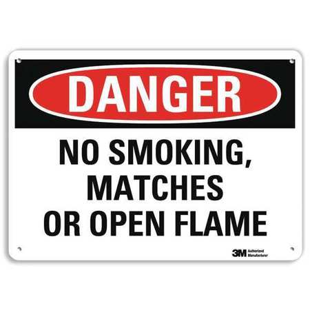 LYLE Danger No Smoking Sign, 10" H, 14 in W, Vertical Rectangle, English, U3-1865-RA_14X10 U3-1865-RA_14X10