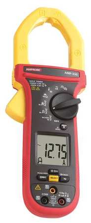 AMPROBE Clamp Meter, LCD, 1,000 A, 2.0 in (51 mm) Jaw Capacity, CAT III 1000V, CAT IV 600V Safety Rating AMP-330